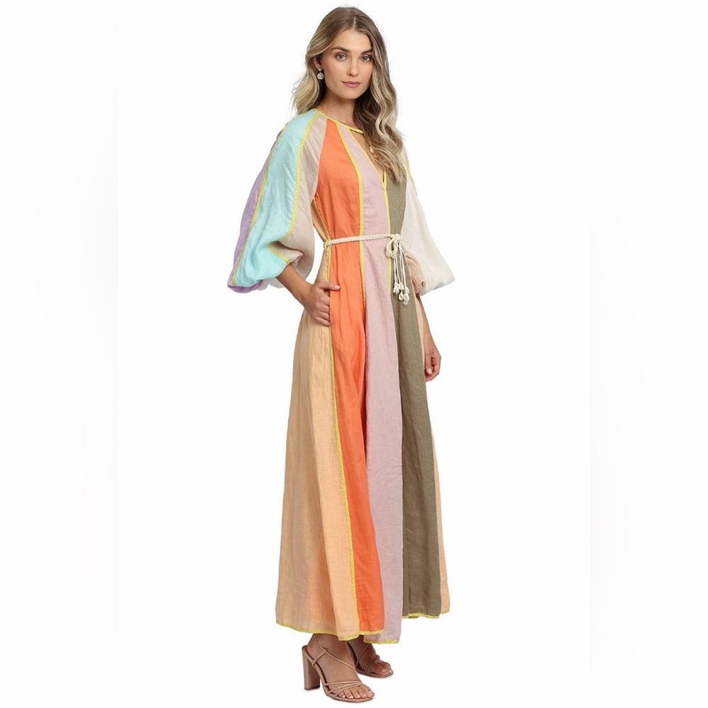Zimmermann Multicolor Panel Dress with Balloon Sleeves - Picture 3 of 8